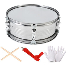 13 Inch Snare Drum Set Adjustable Strap Percussion Marching Drum Drumsticks for Learning and Performing Music silver