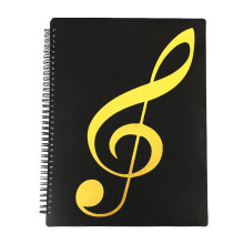 Spiralbound sheet music folder with 20 pockets, 40 pages, black ring binder office supplies for musicians