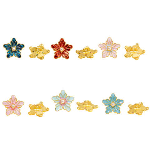 10Pcs Flower Metal Cufflinks Buttons Sewing Button For-red 1