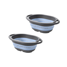 Expandable Sink Colander Nonslip Base Pastas Strainer-Blue