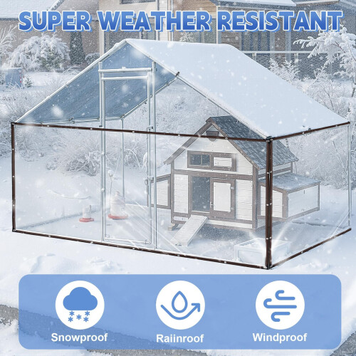 Weatherproof Clear PVC Coops Cover Includes Reinforced Rope-3X4 2