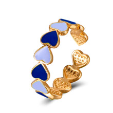 Love Ring Adjustable Fashion Heart Shape Opening for Women Round Ring Girls Jewelry Rings Blue Unit size