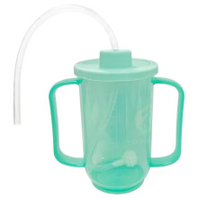Adult Sippy Cup with Long Straw, 350 ml, Leakproof for Seniors, Black