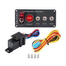 12V Rennwagen-Zündschalterpanel mit LED-Kippschaltern, Carbonfaser-Multifunktions-Motorstartknopf, universelle Passform, langlebiges Aluminium,