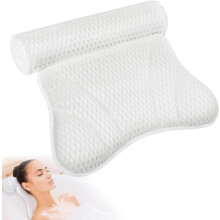 Ultimate Bath Pillow for Home Spa Bliss, Portable & Ergonomically Designed for Unwind (Strong Suction Cups, Quick Drying)