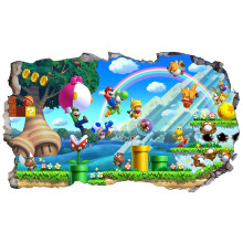Super Mario Brothers V301 3D Wall Crack Wall Sticker SelfAdhesive Poster Wall Art Size 1000mm wide x 600mm deep (large)