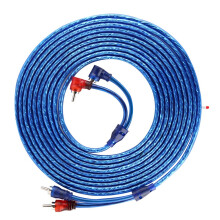 Hochwertiges RCA-Audiokabel 5M Blau Transparent für Autoradio, ultraflexibel