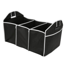 Foldable Storage Trunk Organizer Universal Fit Waterproof Fabric Portable Holder Breathable Material Reusable Black Collapsible Design Easy To Clean