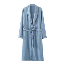 Men's Bathrobe, VNeck Long Sleeve Dressing Gown with Belt, Lightweight, Pockets, A8 Light Blue 4XL