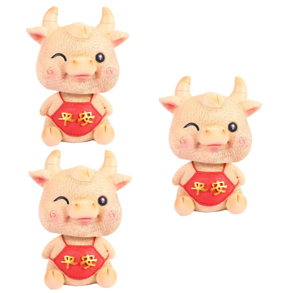 3 Pieces Of Ornaments, Shaking Head Cattle, Vehicle Dashboard Accessories, Car Ornament 9412369871664