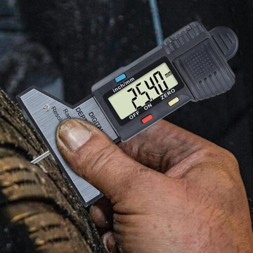 Tread Depth Gauge Electronic LCD Display 0.01mm Precision 025.4mm Range  Spring Black 1