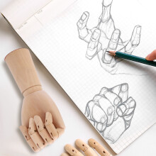 Hölzernes Handmodell, flexible Finger, beweglich,