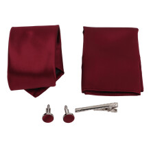 Complete Men's Tie Set: Tie Handkerchief Tie Clip & Cufflinks Included