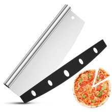 35cm Stainless Steel Pizza Rocker Cutter with Sharp Blade and Safety Cover, Large Pizza Slicer