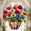 Modern Stained Acrylic Potted Flowers Window Hanging-05 4