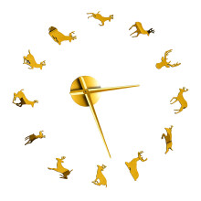 3D-DIY-Wanduhr-Dekore, Aufkleber, Spiegel, rahmenlos,-Gold