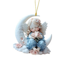 2D Angel Baby On Moon Acrylic Pendant Colorful Hanging-F338 1