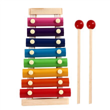 Carillon Wooden Xylophone Musical Instrument 8Tone Hand Knock Piano Aluminium Plate Piano Colour Music Teaching Aid Sound Plates