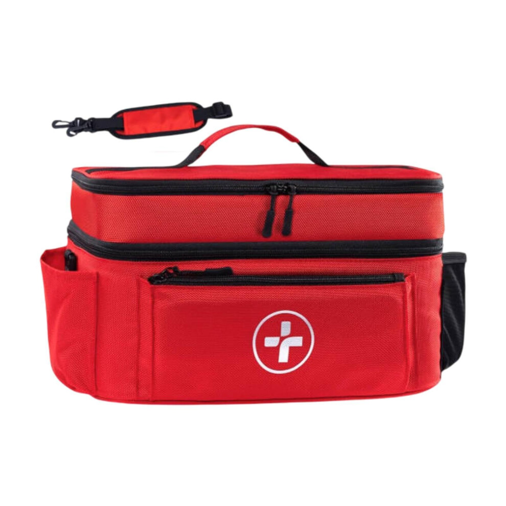 Red First Aid Bag Empty Portable Emergency Supplies Pouch For Home And Office