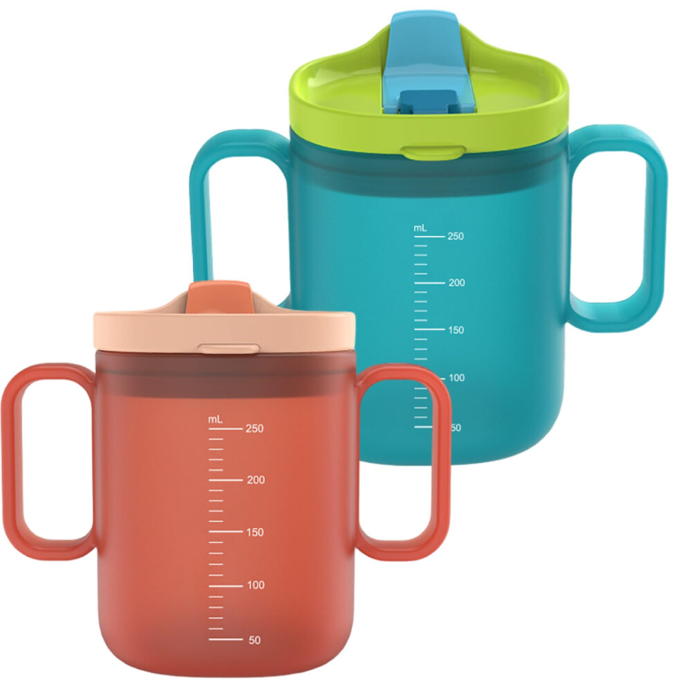 Sippy Cups for Toddlers, 2 Pieces Spill Proof Cup for Children, 260 ml Children's Water Bottle, Adult Sippy for Elderly People