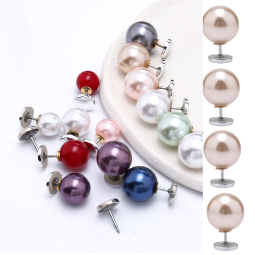Easy Installion Pearls Pin Flat Base Clothing Button-dark red 1