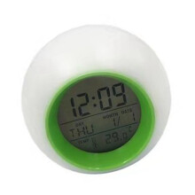 Round Digital Alarm Clock With Multicolor Mood Light-Green