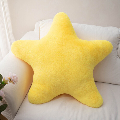 Star Shape Plush Cushion For Couches Beds Sofa Soft-Yellow 2