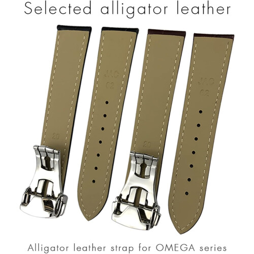 21mm Agate Crocodile Leather Strap for Omega Seamaster Speedmaster 2