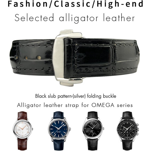 21mm Agate Crocodile Leather Strap for Omega Seamaster Speedmaster 1