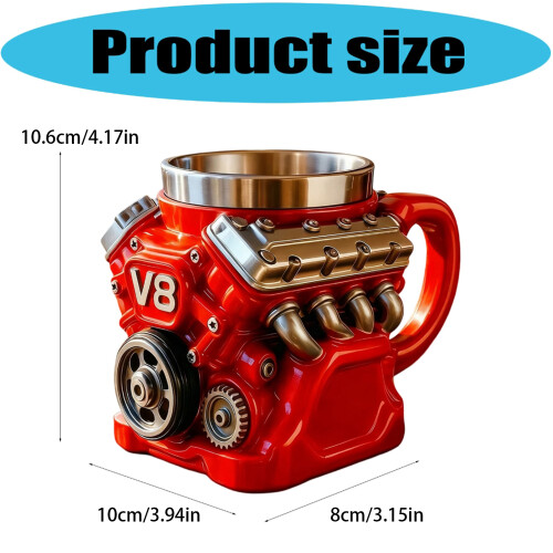 Nonrust Steel Lined Resin Mugs Retro Engine Shape Large-6 1