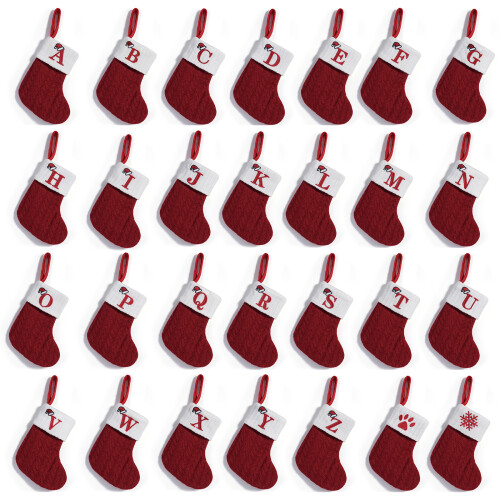 Bas de noël tricotés avec lettres, bricolage, activités-B 1