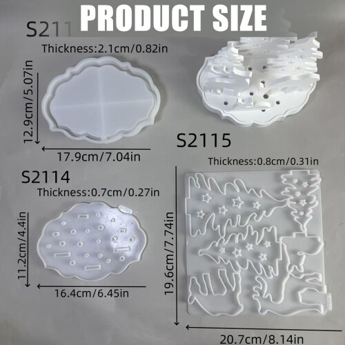 Christmas Silhouettes Silicones Casting Molds Craft Set For 2
