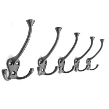 Heavy Duty Metal Coat Hooks, Wall Hooks for Hanging with Decorative Triple Prong Design, Iron Cast Wall Mounted Utility Hooks for Kitchen Bathroom Clo