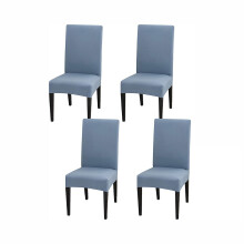 Elastic Hem Fit, Stretch Chair Cover for Your Dining Chair Protection, Washable Spandex Fabric Slipcovers in Fashionable Light Blue, Set Of 4 for Quic