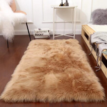 Luxury Decor Faux Fur Area Rug, Fade Resistant Fluffy Mat with Sponge Interlayer and Soft Long Pile, Easy Care and Cleaning Washable Fur Rugs for Livi