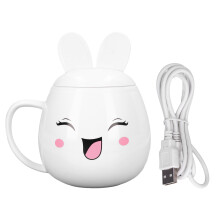 Kawaii Bunny Stuff Cute Coffee Mug Gifts For Kids Women Friends Adorable Cartoon Pattern Ceramic Tea Cup With Lid Rotating Rainbow Shape Popular Gifts