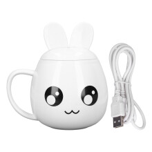 Ceramic Tea Cup With Lid Kawaii Bunny Stuff Unique Novelty Gift Idea Cute Coffee Mug Adorable Cartoon Pattern Ergonomic C Handle Gifts For Kids Women