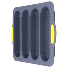 Silicone-Baguette-Form mit 4 Rippen, Hellgrau, 33,4x23,5 cm