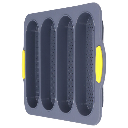 Silicone-Baguette-Form mit 4 Rippen, Hellgrau, 33,4x23,5 cm