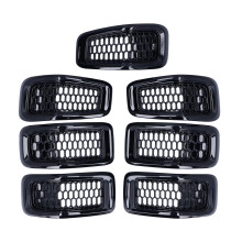 Honingraatgrille voor Jeep Cherokee 2014-2018, grille-inzetstuk met sierlijst, compatibel met het honingraatontwerp van de bovenste grille aan de