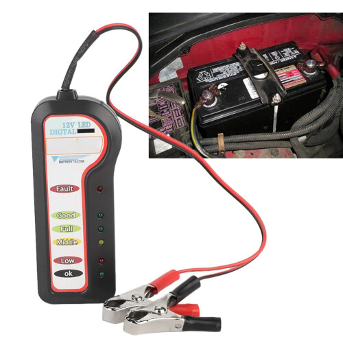 Digital Car Battery Tester Charging System Analyzer with LCD Display LED Indication Easy Operation Reverse Hookup Protection Over Voltage Protection 1