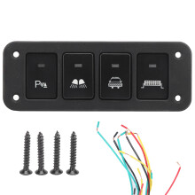 Gehäuse für Wippschalter (12 V DC), 4-fach beleuchtete Bedieneinheit mit weißer LED, hochwertiger ABS- und PC-Schalter, robust und langlebig