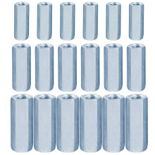 Galvanized Carbon Steel Hex Coupling Nut with Female Thread Straight Fitting, Threaded Rod Connectors for Industrial Applications, 18 Pieces Zinc Plat