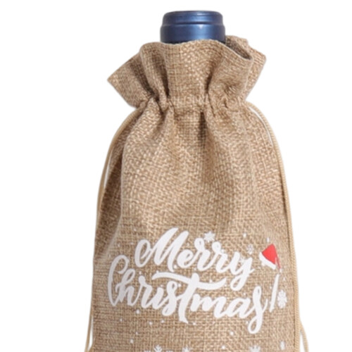 Natural Drawstring Bag Lightweighted Bottle-natural linen color 2