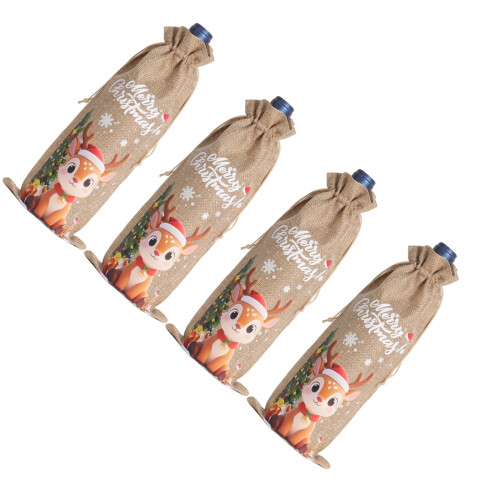 Natural Drawstring Bag Lightweighted Bottle-natural linen color