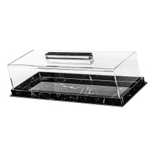 Rectangular Cake Board with Clear Lid, Acrylic Cake Holder, Dustproof, Suitable for Cakes and Desserts