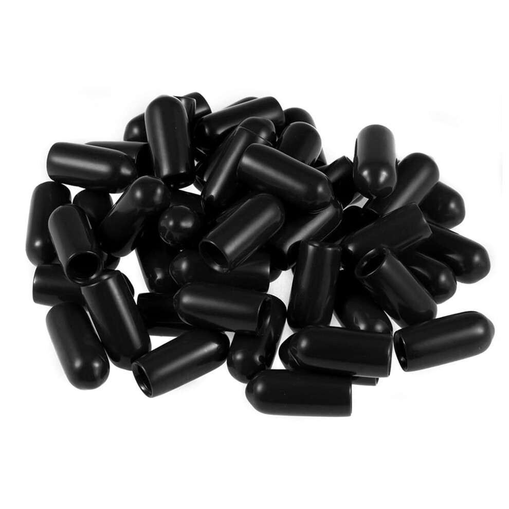50Pcs Rubber End Caps, 5Mm Id Black Vinyl Bolt Covers For Screws, Tubes 9412369878038