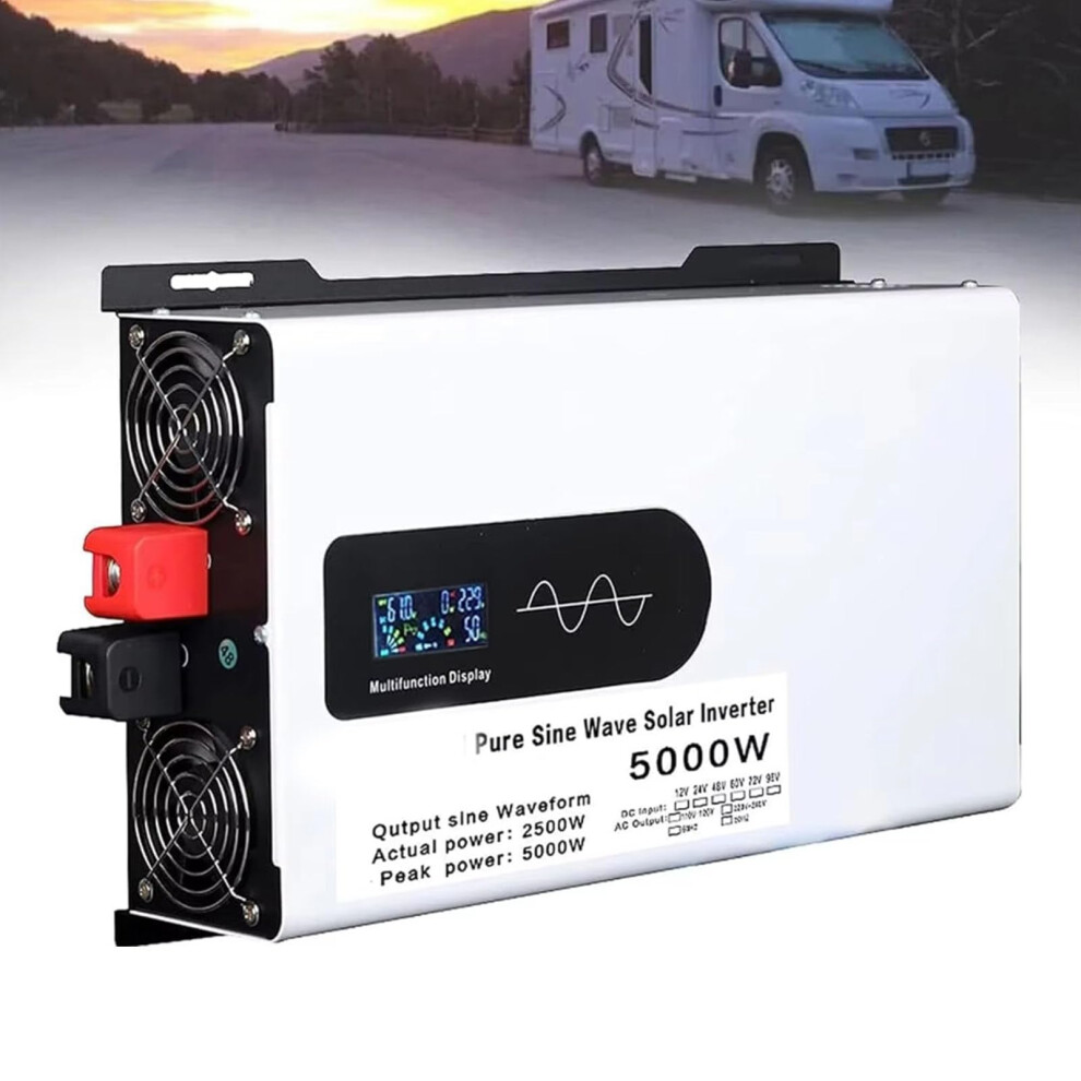 60V To 220V 2500W Pure Sine Wave Inverter, 5000W Peak, 2 Ac Outlets, Led Display 9382693841483