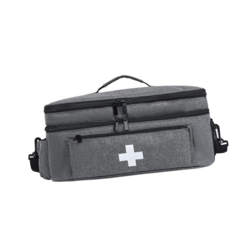 Gray First Aid Bag Emergency Kit Organizer Large Capacity Medical Storage Pouch For Office Outdoor Camping
