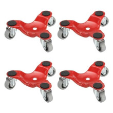 'Sturdy faux furniture movers with 3 rollers, set of 4, supports up to 90 kg, ideal for smooth gliding during home and office moves Red'